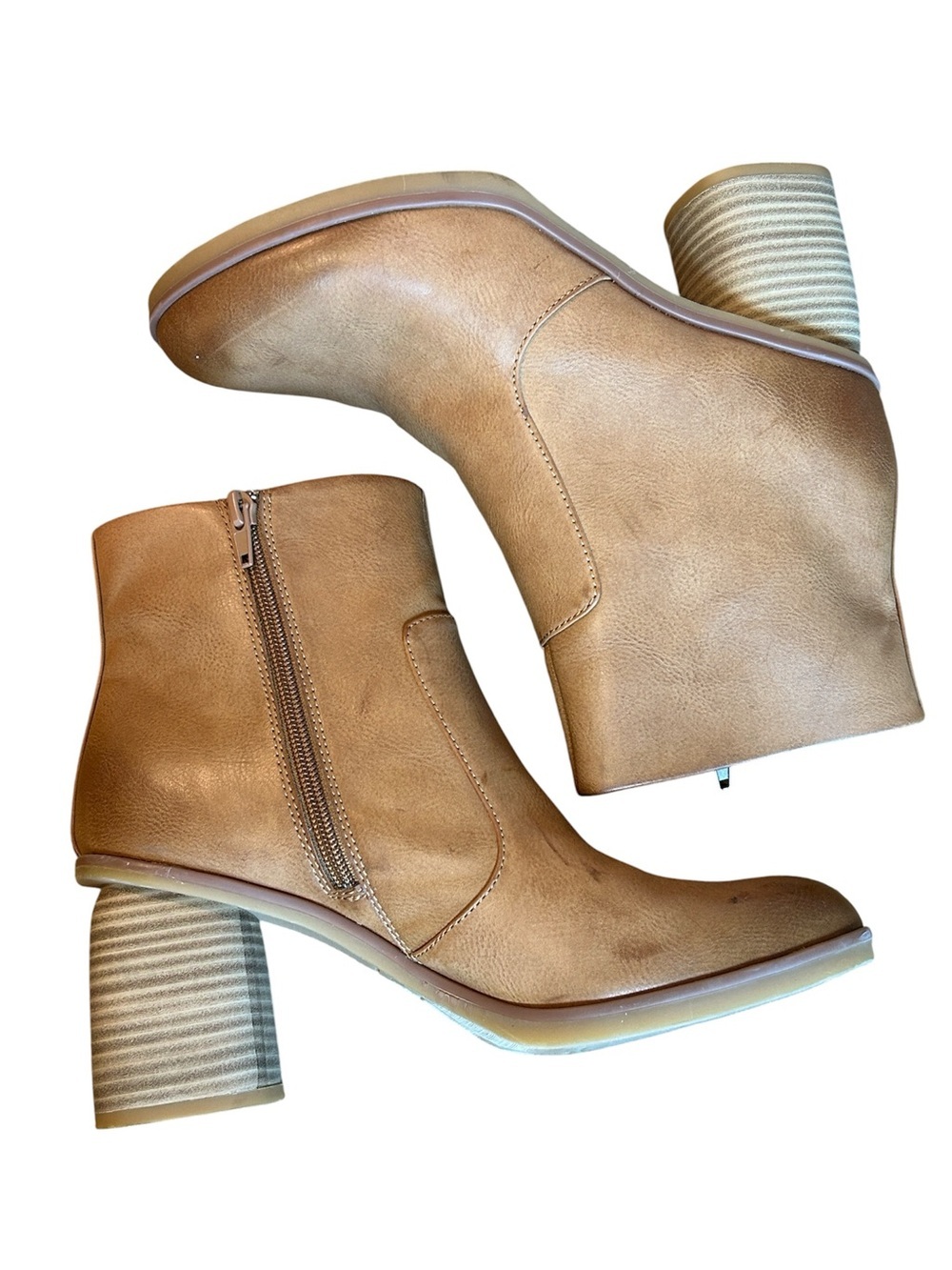 Korks Destiny Women’s Heeled Ankle Bootie Size 9 Tan Side Zip Boots